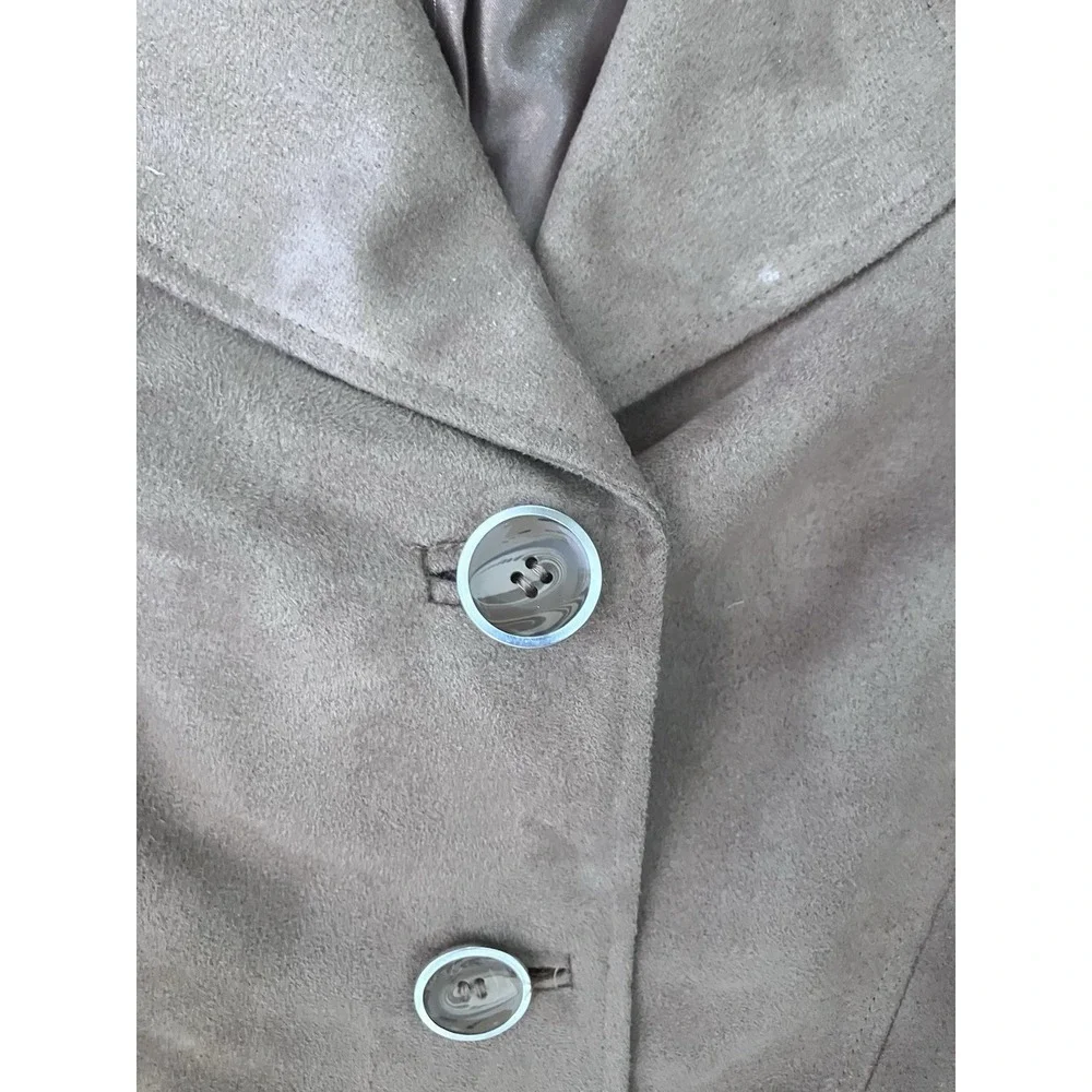 Chicos Jacket Sz 2‎ Brown Faux Suede Button